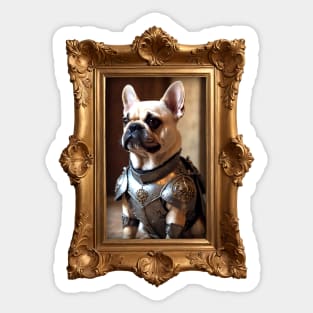 Framed Armored Cream French Bulldog Sticker